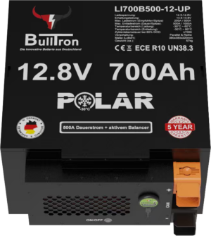 Polar 700Ah incl. Smart BMS met 500A permanente stroom & BT/WiFi app, CAN-bus, RS485 (onderstoel)